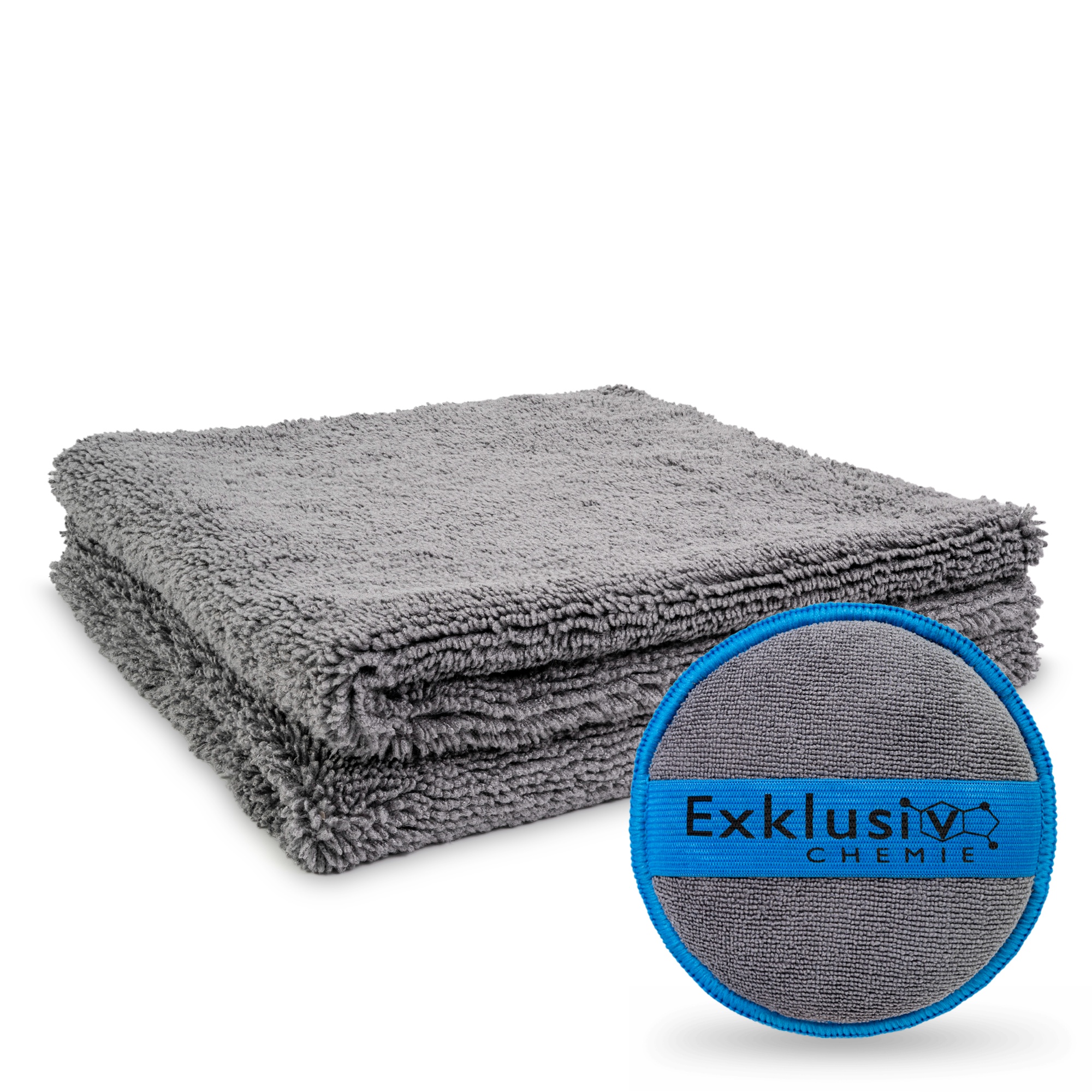 Edgeless Microfiber Towel 620 GSM – Q4 (2-Pack) + Hand Polishing Sponge – 40 × 40 cm