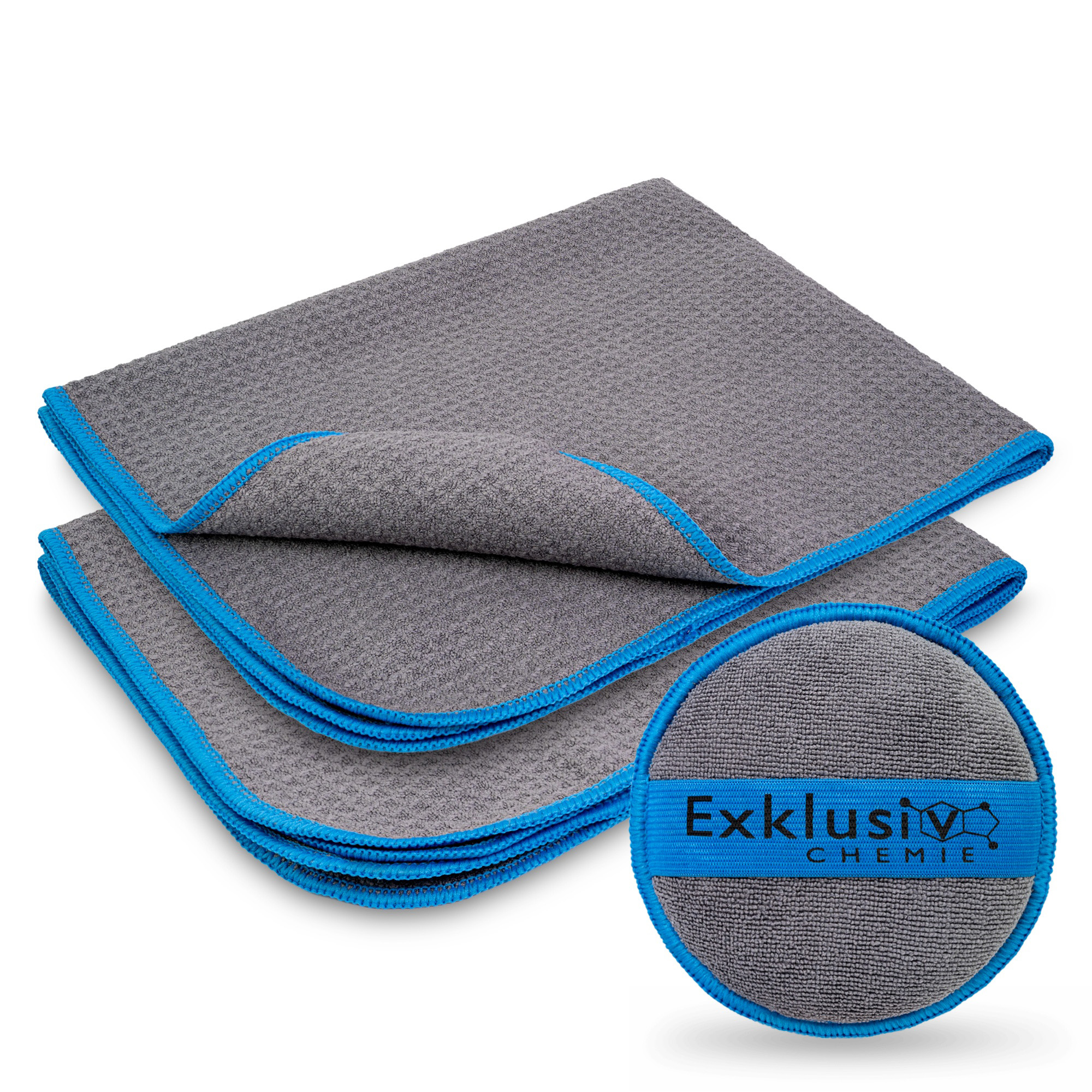 Waffle Weave Towel 320 GSM – Q5 + Hand Polishing Sponge – 40 × 40 cm